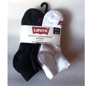 NEW 5-Pack of Mens Levi's Quarter-Length Socks SHOE SIZES 8-12 Half Cushion